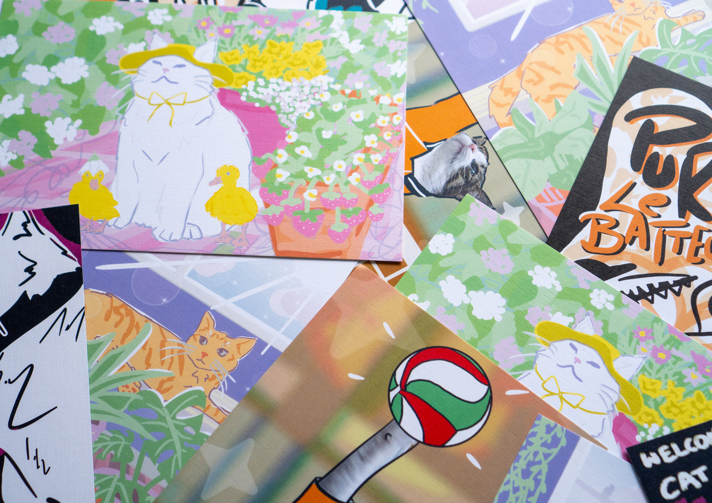 Garden 6x9 White Cat Linen Art Print