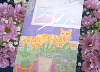 Sun 6x9 Orange Cat Linen Art Print