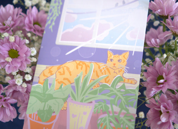 Sun 6x9 Orange Cat Linen Art Print
