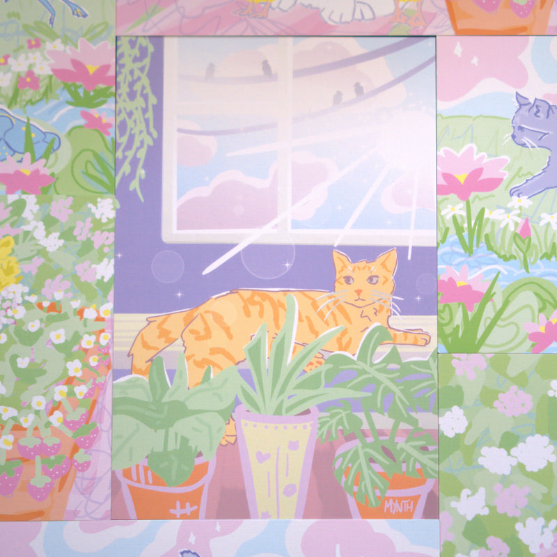 Sun 6x9 Orange Cat Linen Art Print