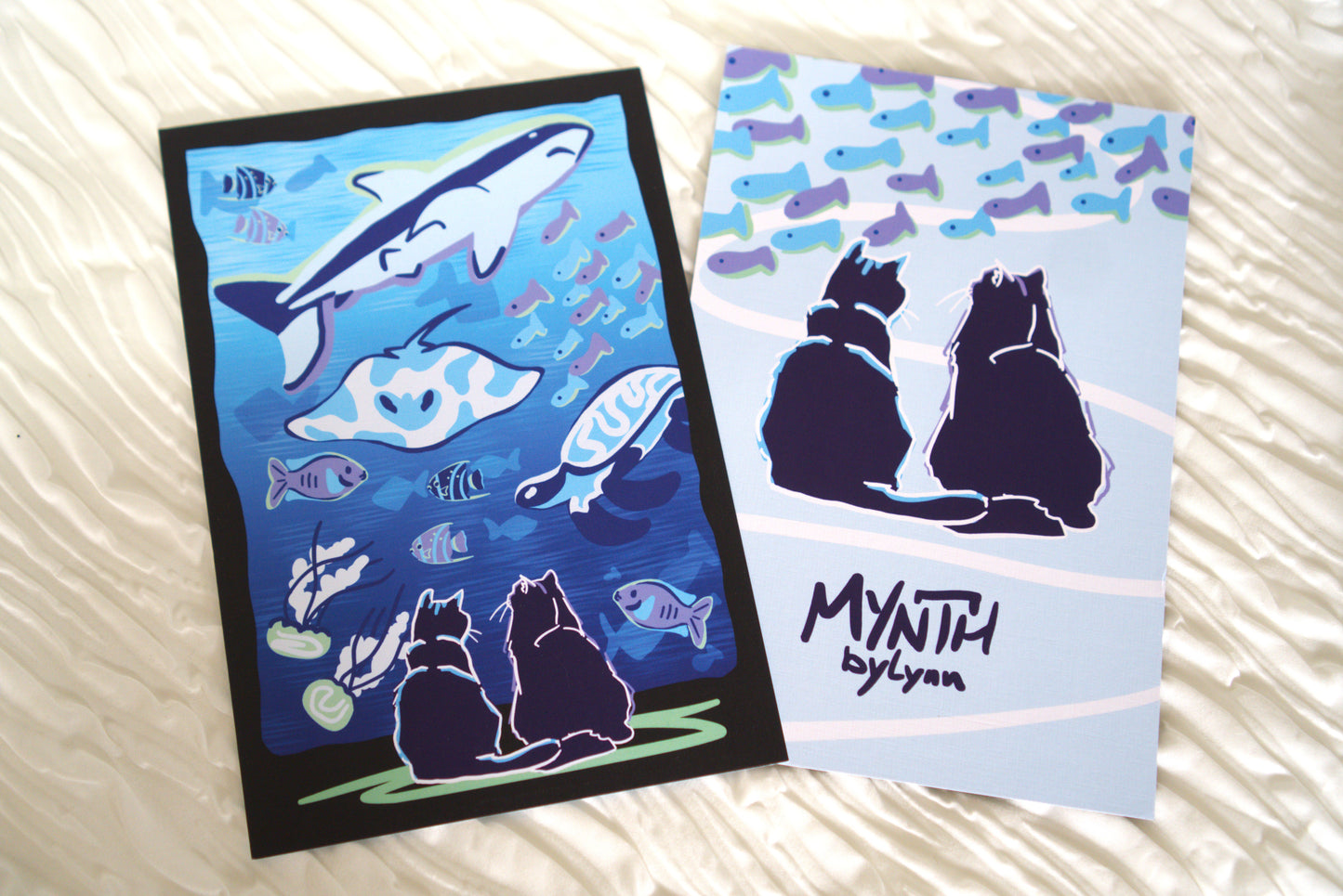 Aquarium Date Cat Linen Print