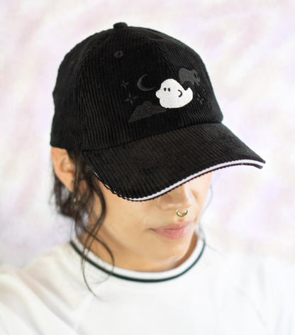 Ghost Hat Cotton Corduroy Black Dad Hat