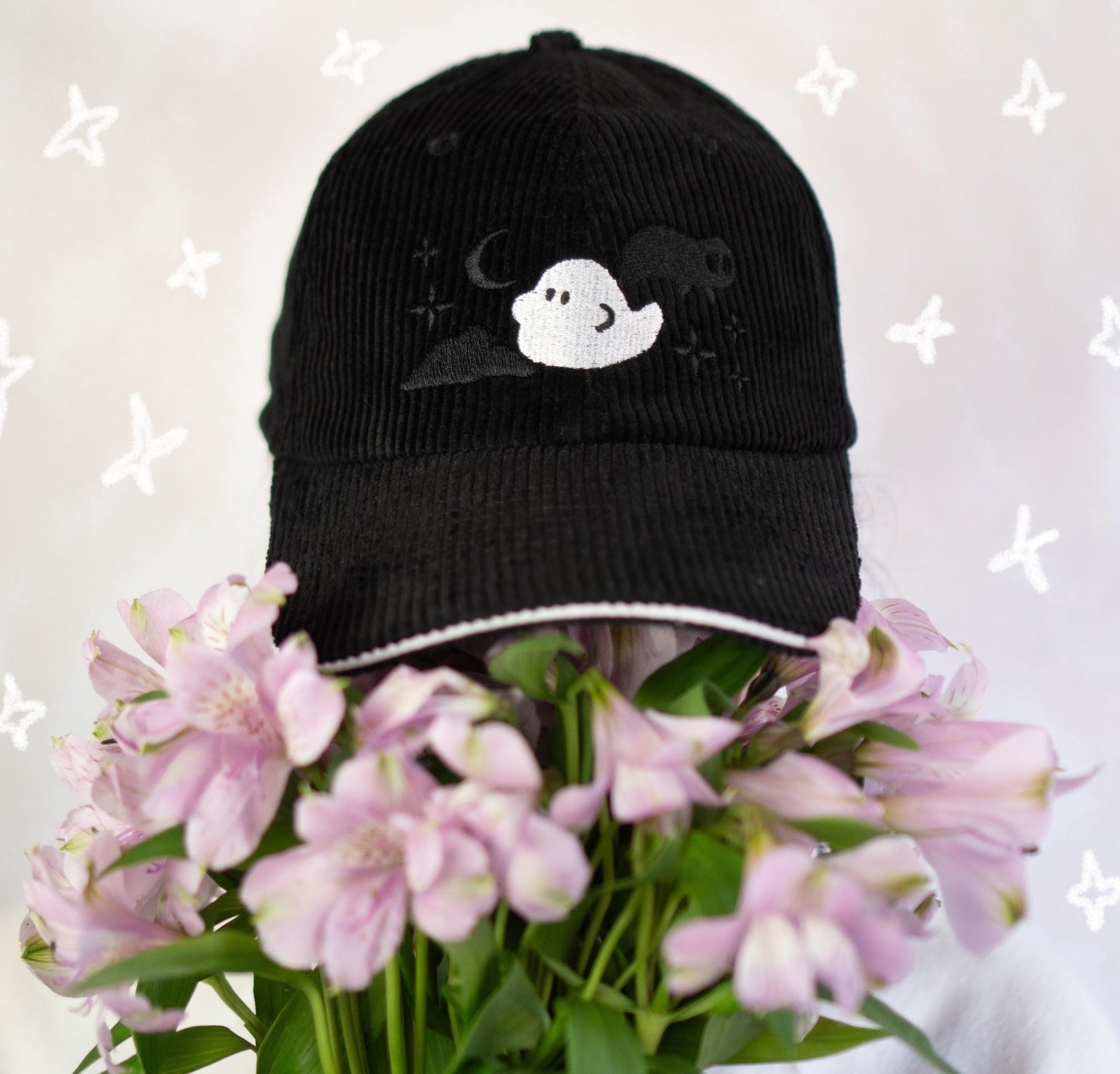 Ghost Hat Cotton Corduroy Black Dad Hat