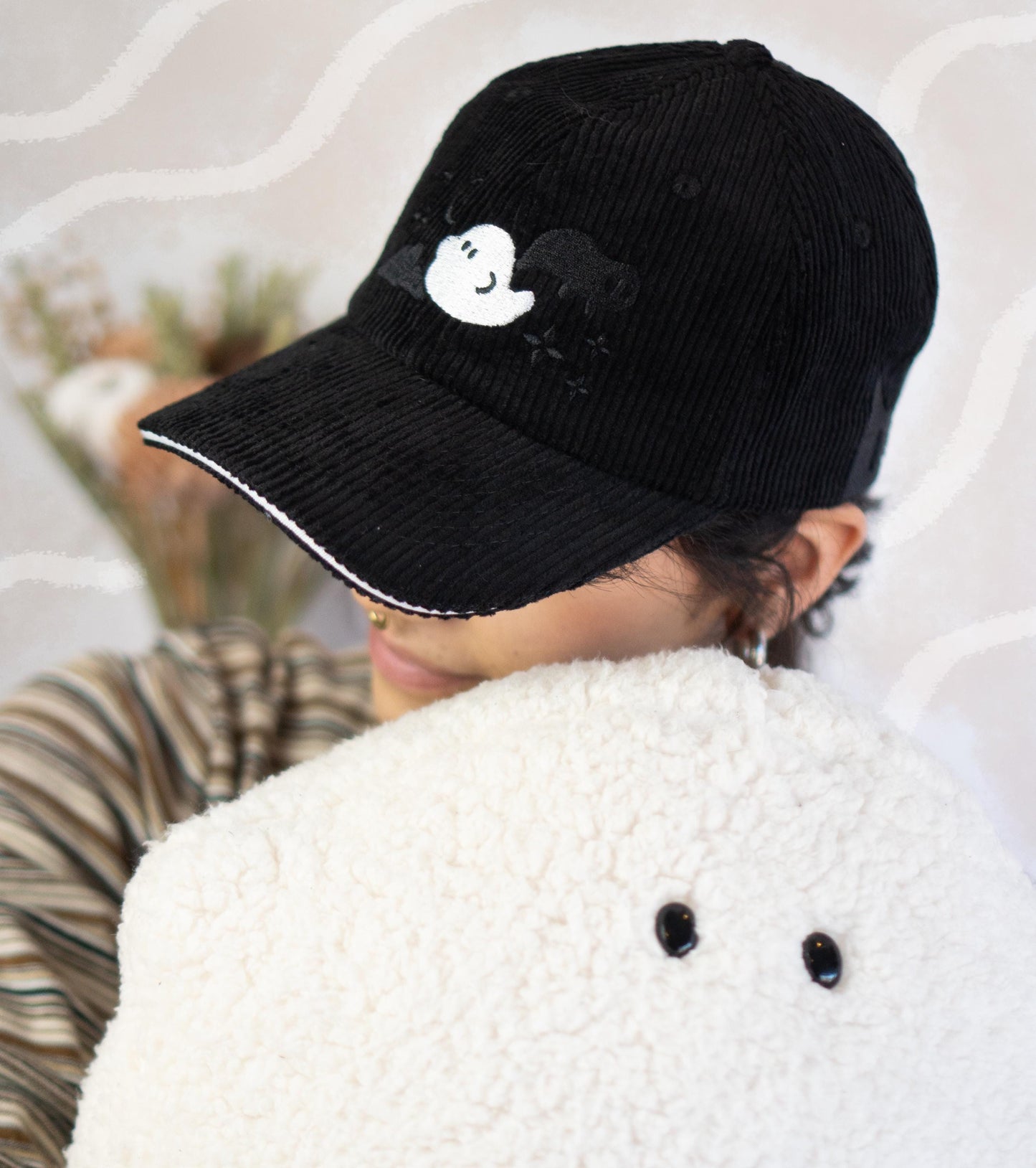 Ghost Hat Cotton Corduroy Black Dad Hat